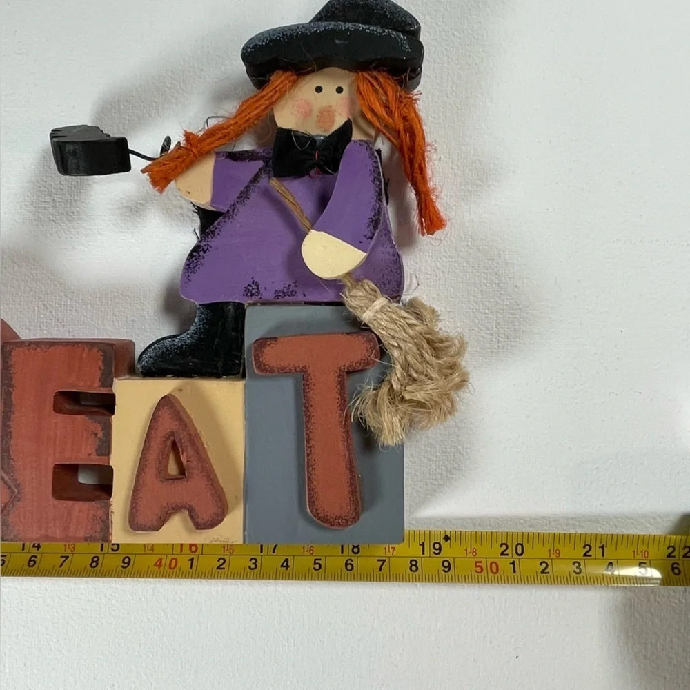 Halloween Themed Decor with Cat Witch Ghost Accents Set of 2